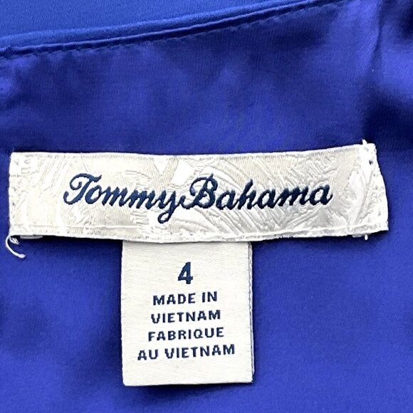 Tommy Bahama Dress Women 4‎ Blue Tiered V-Neckline Tie Lined Back Cutout Maxi - Picture 3 of 13